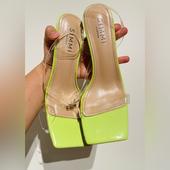 Simmi London Heidi block heel sandals in lime green size 6 - Picture 6 of 6